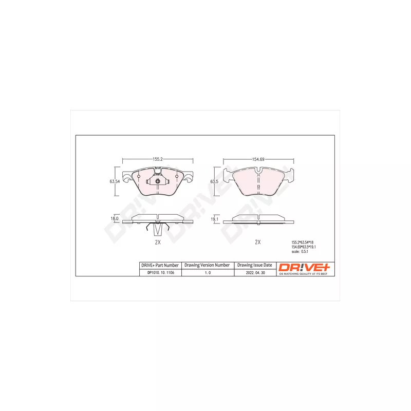 Jeu de 4 plaquettes de frein avant Dr!ve+ DP1010.10.1106 - Visuel 2
