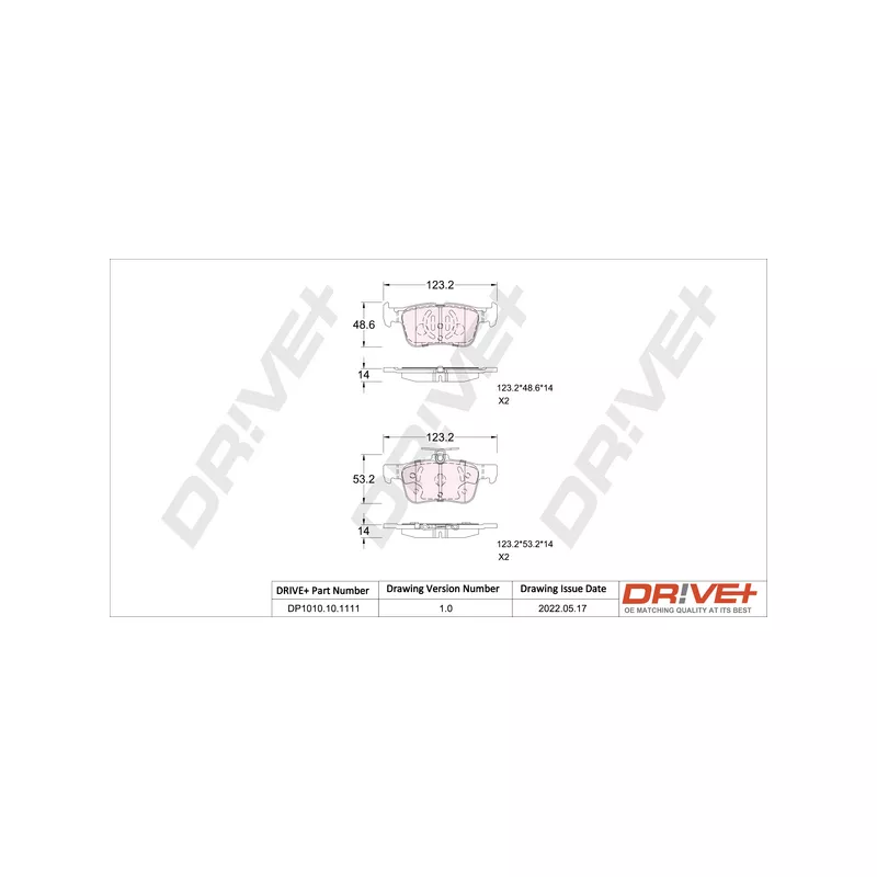 Jeu de 4 plaquettes de frein arrière Dr!ve+ DP1010.10.1111 - Visuel 2