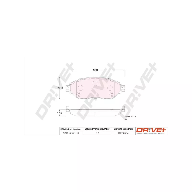 Jeu de 4 plaquettes de frein avant Dr!ve+ DP1010.10.1113 - Visuel 2