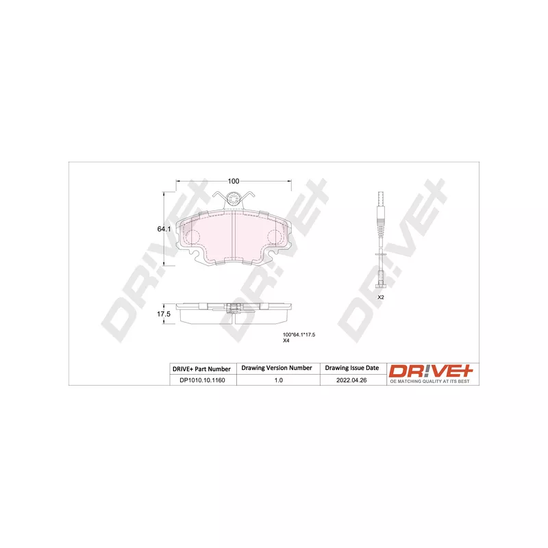 Jeu de 4 plaquettes de frein avant Dr!ve+ DP1010.10.1160 - Visuel 2
