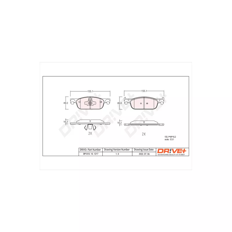 Jeu de 4 plaquettes de frein avant Dr!ve+ DP1010.10.1217 - Visuel 2