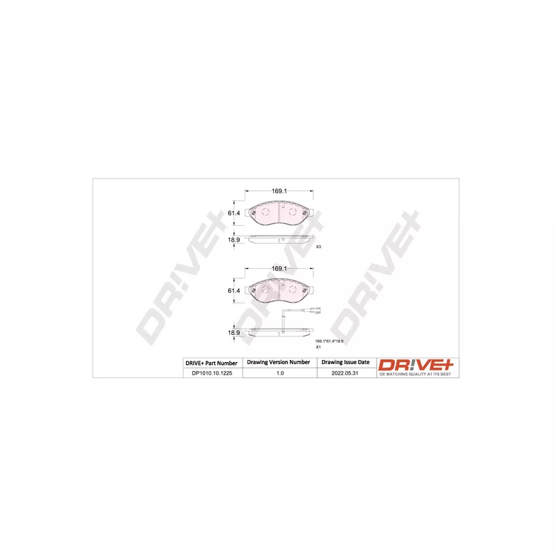 Jeu de 4 plaquettes de frein avant Dr!ve+ DP1010.10.1225 - Visuel 2