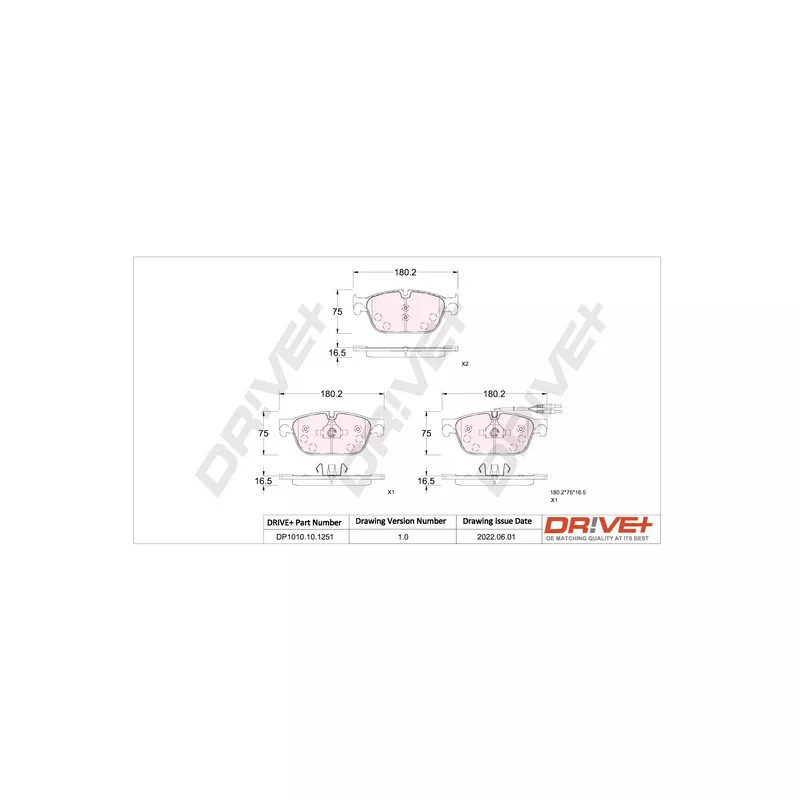 Jeu de 4 plaquettes de frein avant Dr!ve+ DP1010.10.1251 - Visuel 2