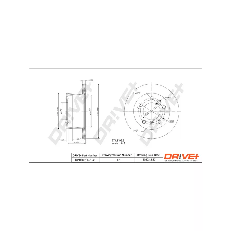 Jeu de 2 disques de frein arrière Dr!ve+ DP1010.11.0122 - Visuel 2