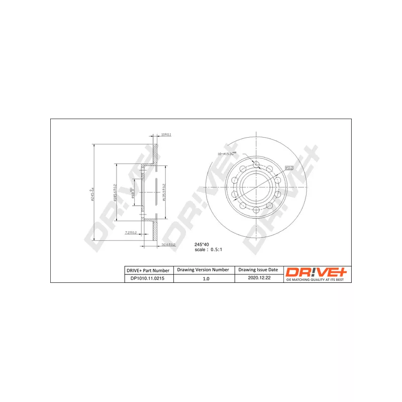 Jeu de 2 disques de frein arrière Dr!ve+ DP1010.11.0215 - Visuel 2