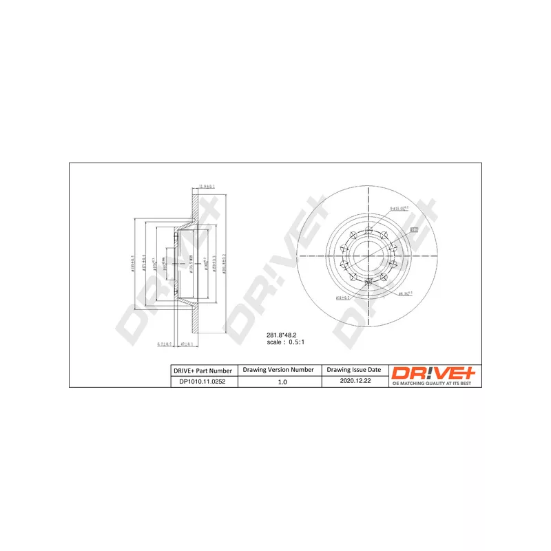 Jeu de 2 disques de frein arrière Dr!ve+ DP1010.11.0252 - Visuel 2