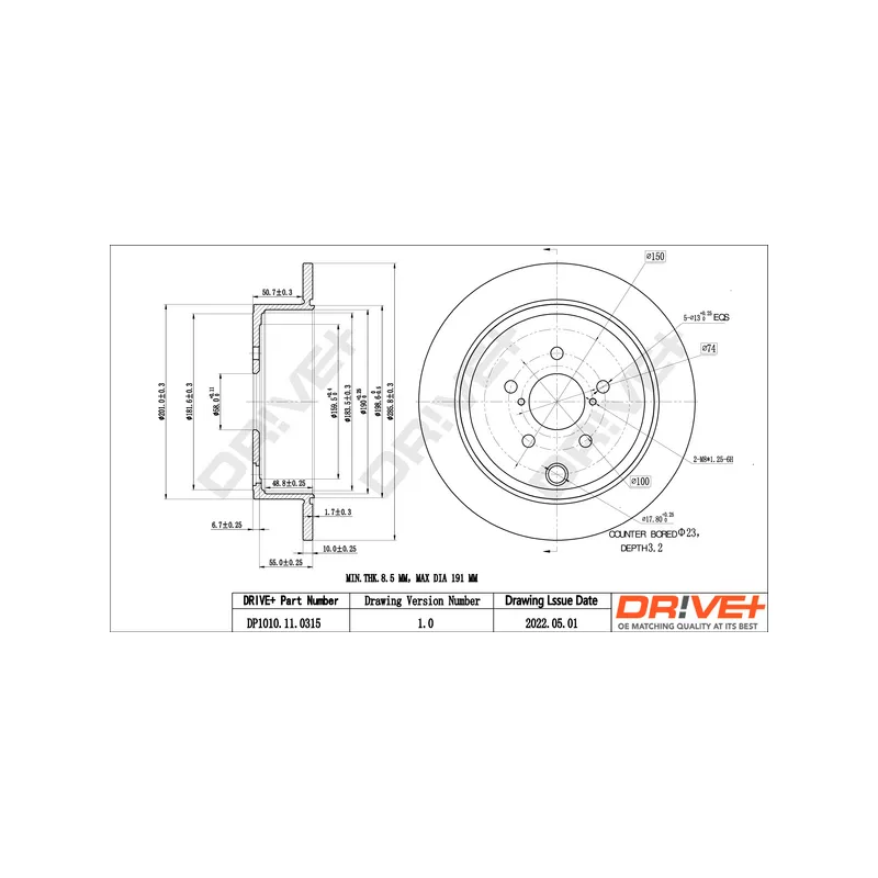 Jeu de 2 disques de frein arrière Dr!ve+ DP1010.11.0315 - Visuel 2