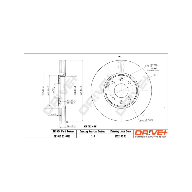 Jeu de 2 disques de frein avant Dr!ve+ DP1010.11.0328 - Visuel 2