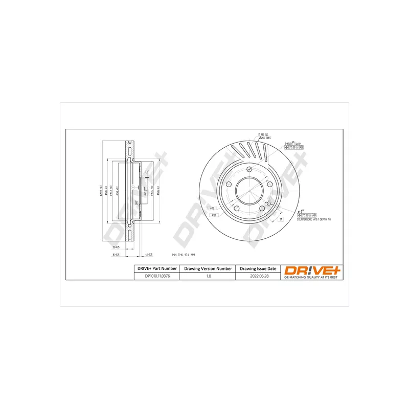 Jeu de 2 disques de frein avant Dr!ve+ DP1010.11.0376 - Visuel 2