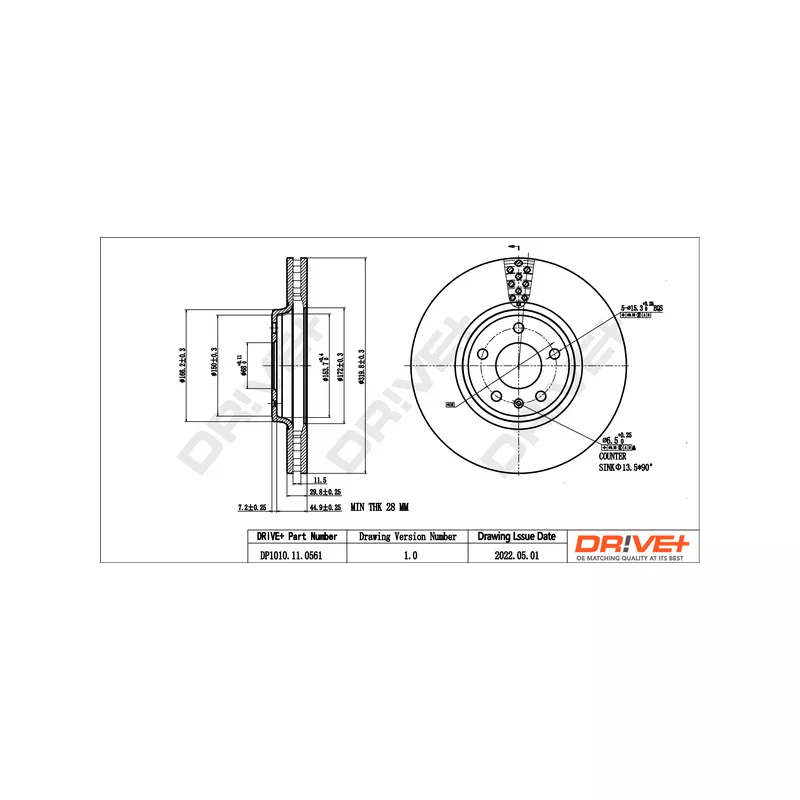 Jeu de 2 disques de frein avant Dr!ve+ DP1010.11.0561 - Visuel 2