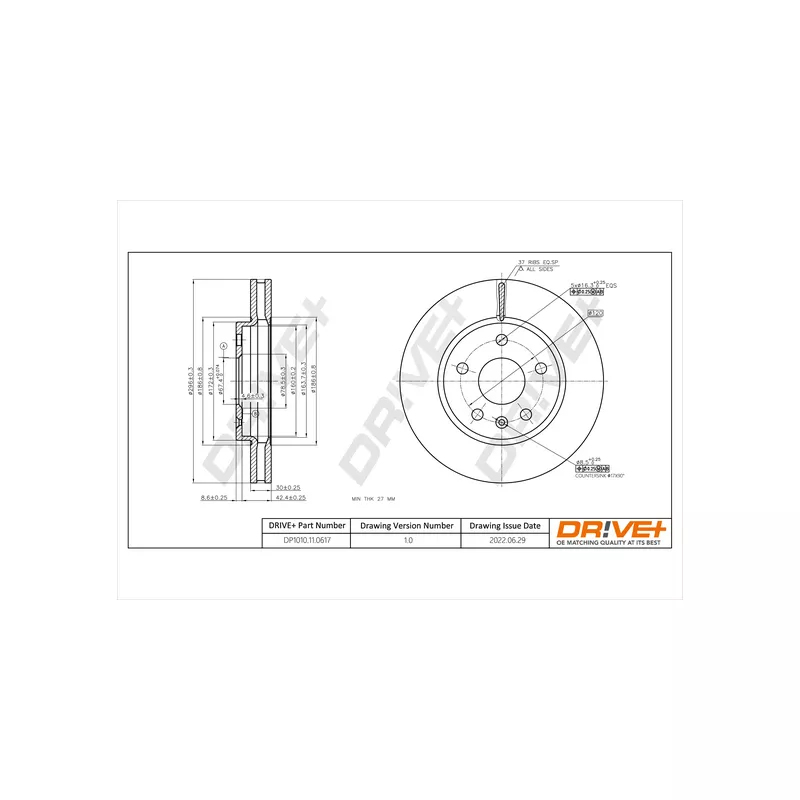 Jeu de 2 disques de frein avant Dr!ve+ DP1010.11.0617 - Visuel 2