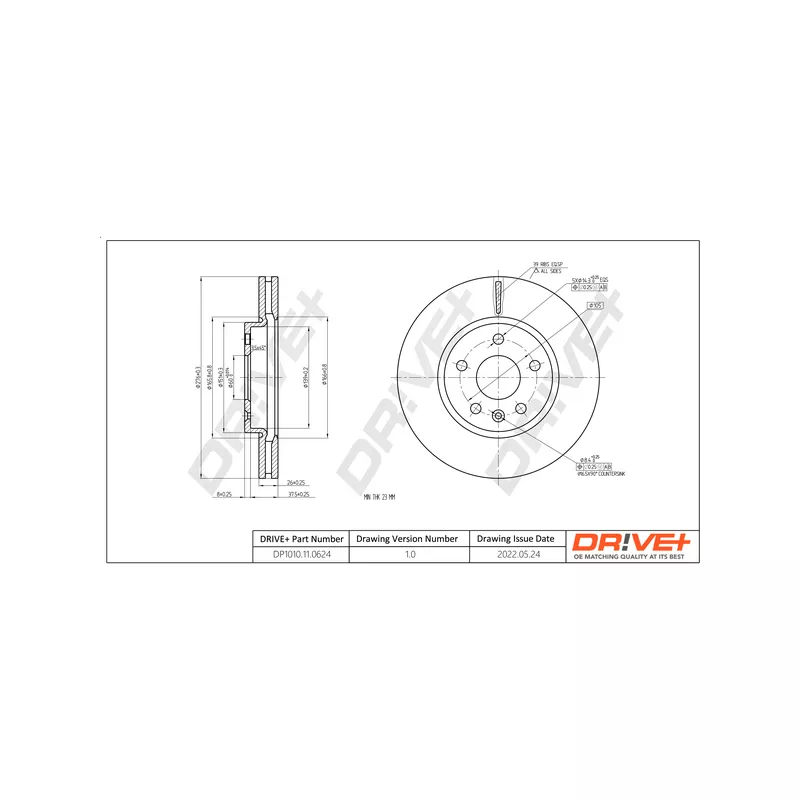 Jeu de 2 disques de frein avant Dr!ve+ DP1010.11.0624 - Visuel 2