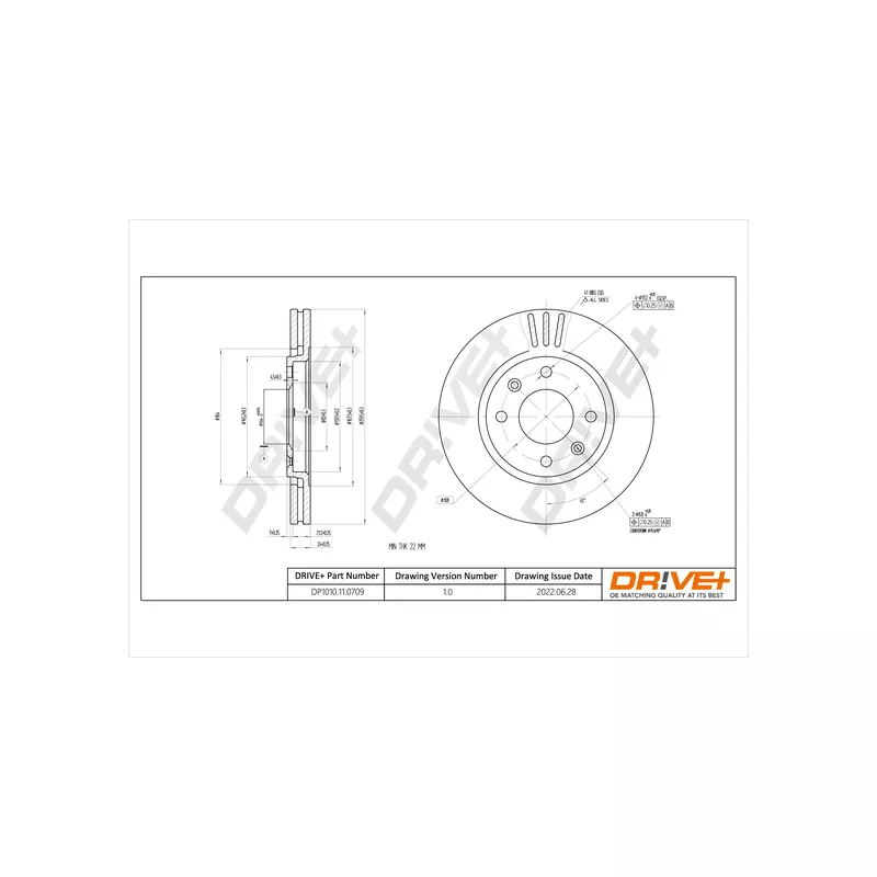 Jeu de 2 disques de frein avant Dr!ve+ DP1010.11.0709 - Visuel 2