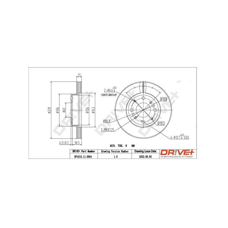 Jeu de 2 disques de frein avant Dr!ve+ DP1010.11.0954 - Visuel 2