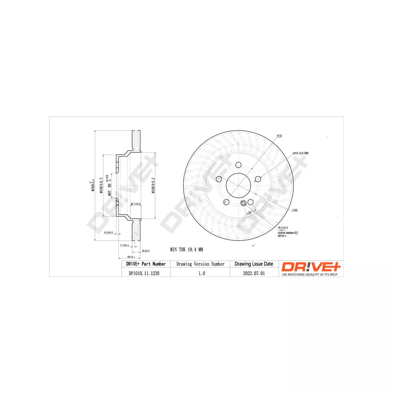 Jeu de 2 disques de frein arrière Dr!ve+ DP1010.11.1230 - Visuel 2