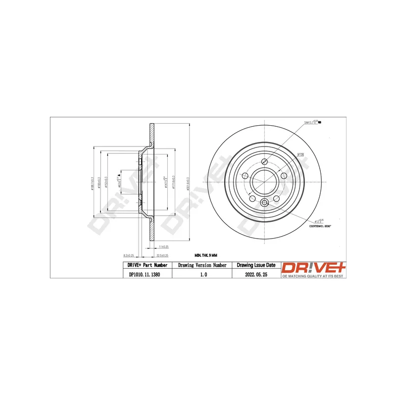 Jeu de 2 disques de frein arrière Dr!ve+ DP1010.11.1380 - Visuel 2
