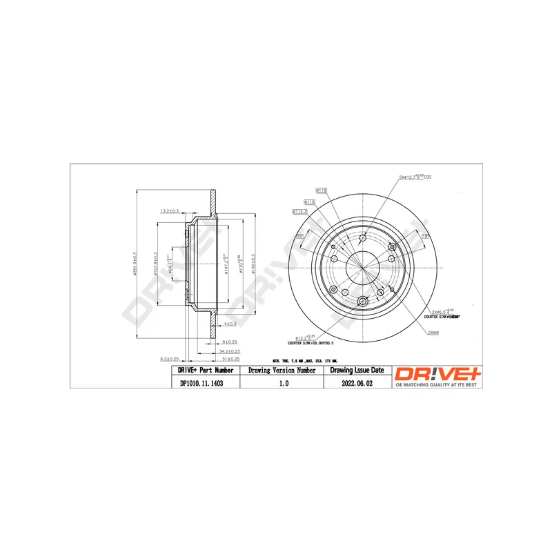 Jeu de 2 disques de frein arrière Dr!ve+ DP1010.11.1403 - Visuel 2