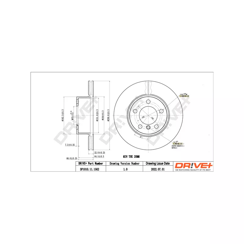 Jeu de 2 disques de frein avant Dr!ve+ DP1010.11.1562 - Visuel 2