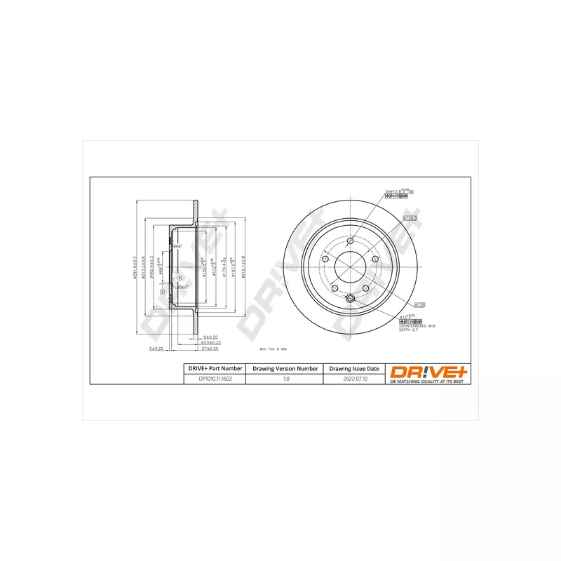 Jeu de 2 disques de frein arrière Dr!ve+ DP1010.11.1602 - Visuel 2
