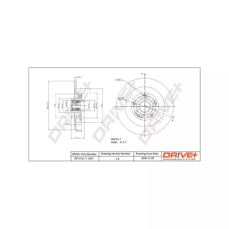 Jeu de 2 disques de frein arrière Dr!ve+ DP1010.11.1647 - Visuel 2