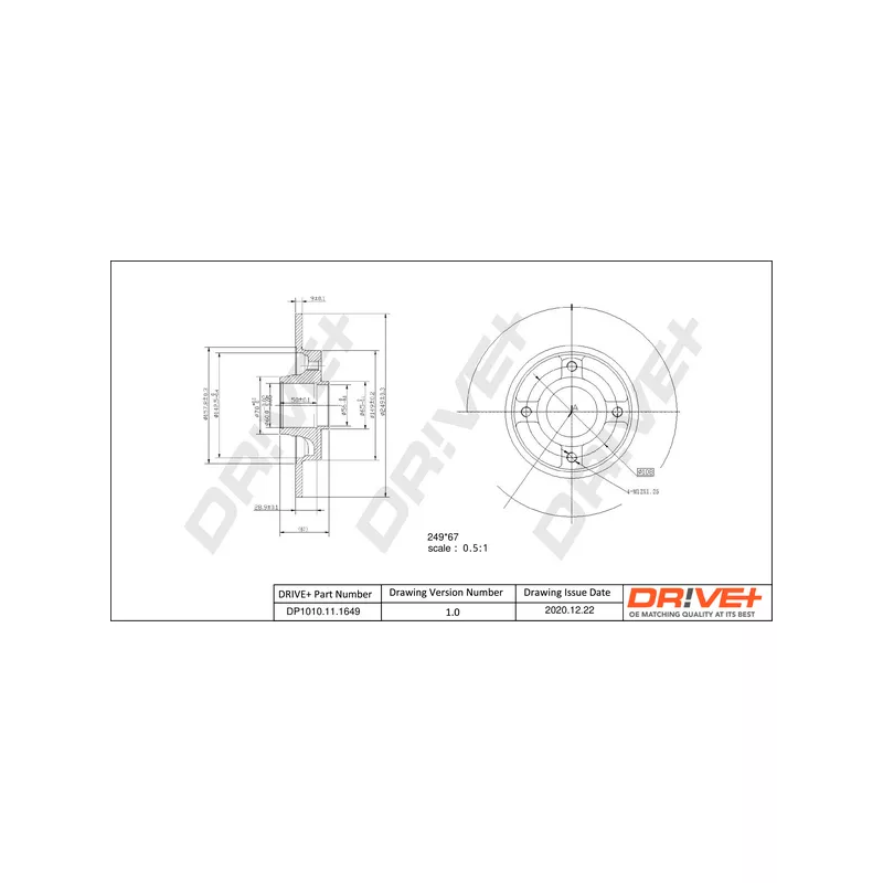 Jeu de 2 disques de frein arrière Dr!ve+ DP1010.11.1649 - Visuel 2