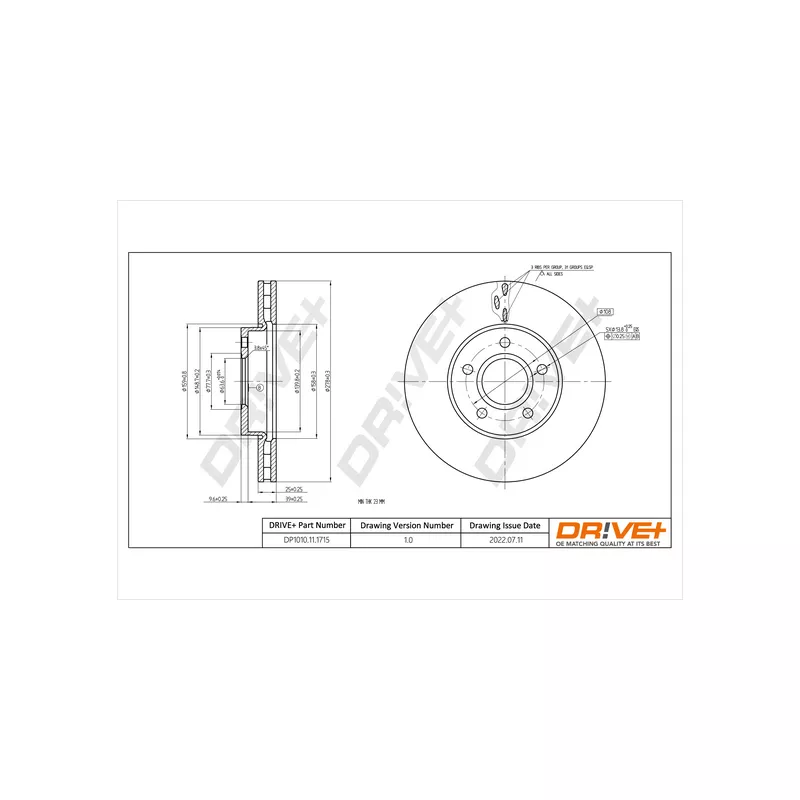 Jeu de 2 disques de frein avant Dr!ve+ DP1010.11.1715 - Visuel 2