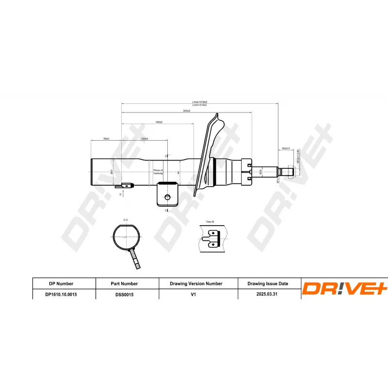 Amortisseur avant gauche Dr!ve+ DP1610.10.0015 - Visuel 1