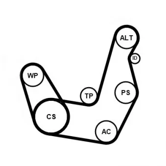 Jeu de courroies trapézoïdales à nervures CONTITECH 6PK1413K1 pour FORD TRANSIT 2.0 TDCi - 130cv