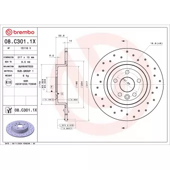 BREMBO 08.C301.1X - Jeu de 2 disques de frein avant