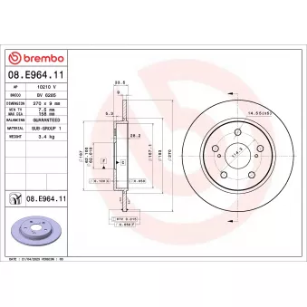 Jeu de 2 disques de frein arrière BREMBO 08.E964.11