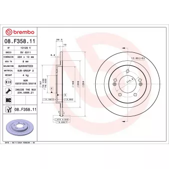 BREMBO 08.F358.11 - Jeu de 2 disques de frein avant