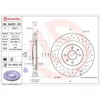 Jeu de 2 disques de frein avant BREMBO 09.8403.5X