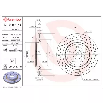 Jeu de 2 disques de frein avant BREMBO 09.9587.1X pour VOLVO V70 3.2 - 243cv