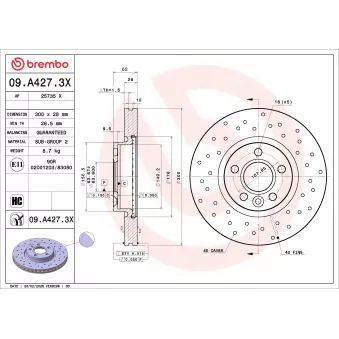 Jeu de 2 disques de frein avant BREMBO OEM 31341382
