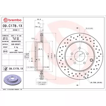 Jeu de 2 disques de frein avant BREMBO 09.C178.1X pour MAZDA CX-9 3.7 - 277cv