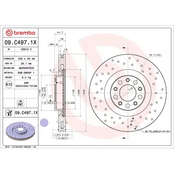 BREMBO 09.C497.1X - Disque de frein arrière