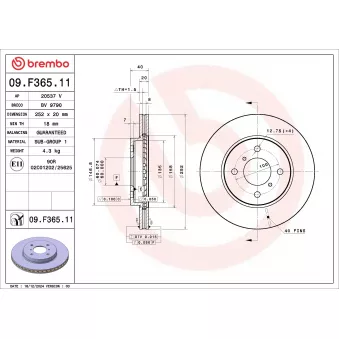 BREMBO 09.F365.11 - Jeu de 2 disques de frein avant