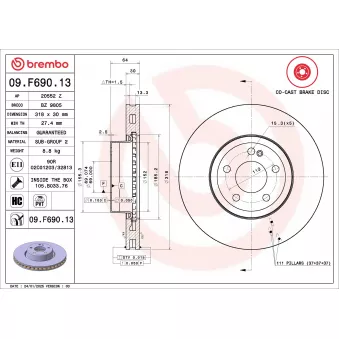 BREMBO 09.F690.13 - Jeu de 2 disques de frein avant