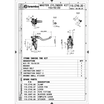 Maître-cylindre de frein BREMBO 110C74020