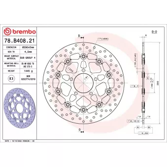 BREMBO 78B40821 - Disque de frein arrière