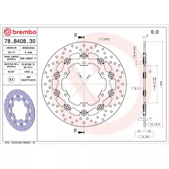 BREMBO 78B40830 - Disque de frein arrière
