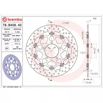 Disque de frein arrière BREMBO 78B40840