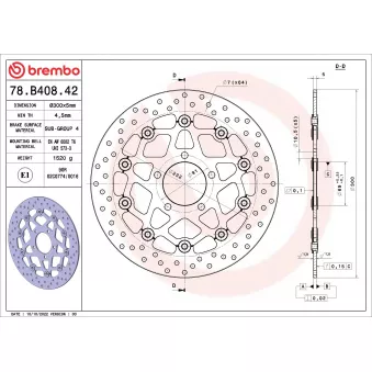Disque de frein arrière BREMBO 78B40842