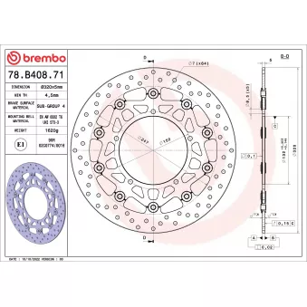 BREMBO 78B40871 - Disque de frein arrière