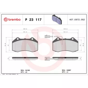 BREMBO P 23 117X - Jeu de 4 plaquettes de frein avant