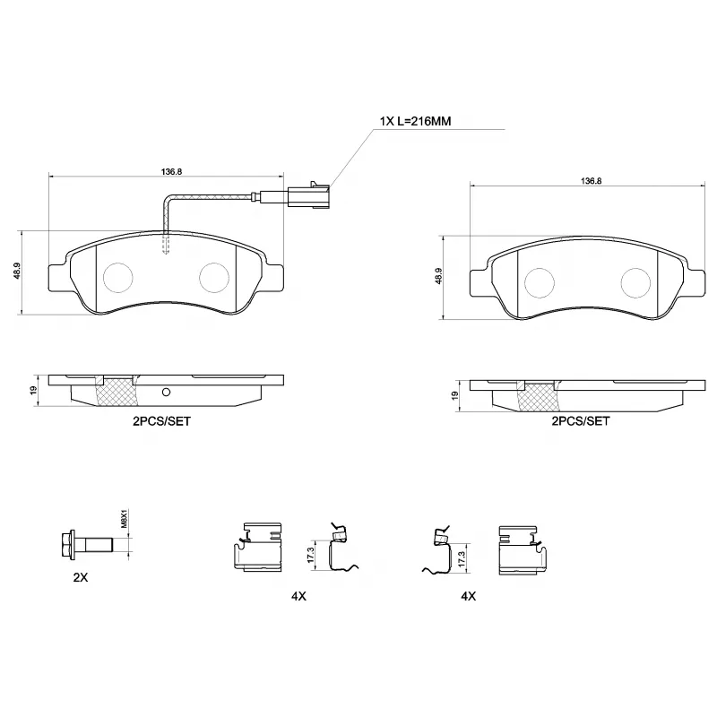 Jeu de 4 plaquettes de frein avant BREMBO P 61 125G - Visuel 2