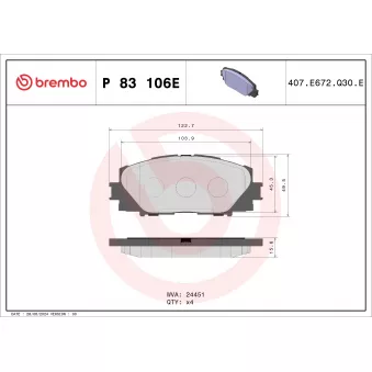 Jeu de 4 plaquettes de frein avant BREMBO OEM 0446547080