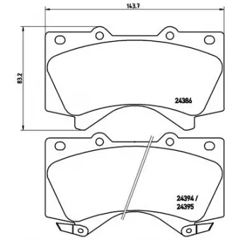 BREMBO P 83 107X - Jeu de 4 plaquettes de frein avant