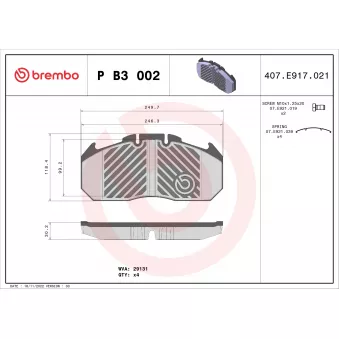 Jeu de 4 plaquettes de frein avant BREMBO OEM 81508206041