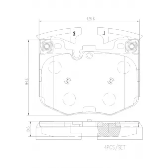 Jeu de 4 plaquettes de frein avant BREMBO OEM 34116880735